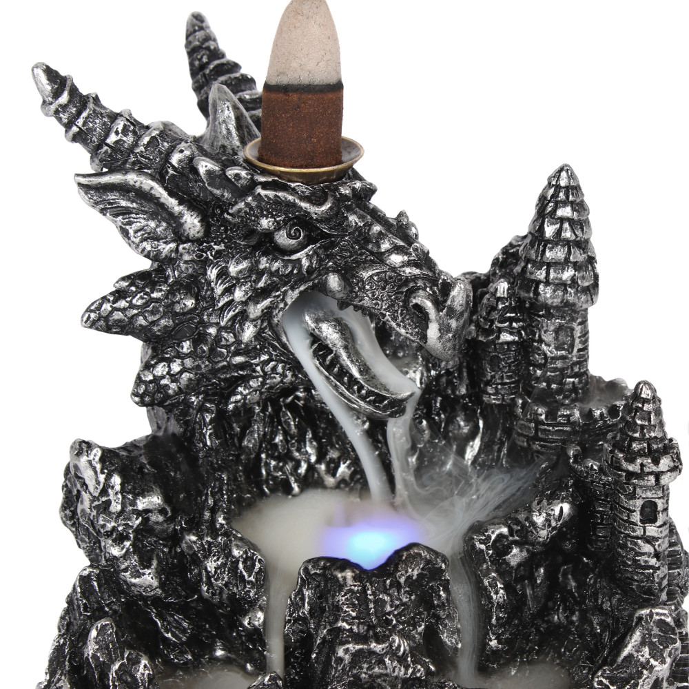 Silver Dragon Backflow Incense Burner With Light2