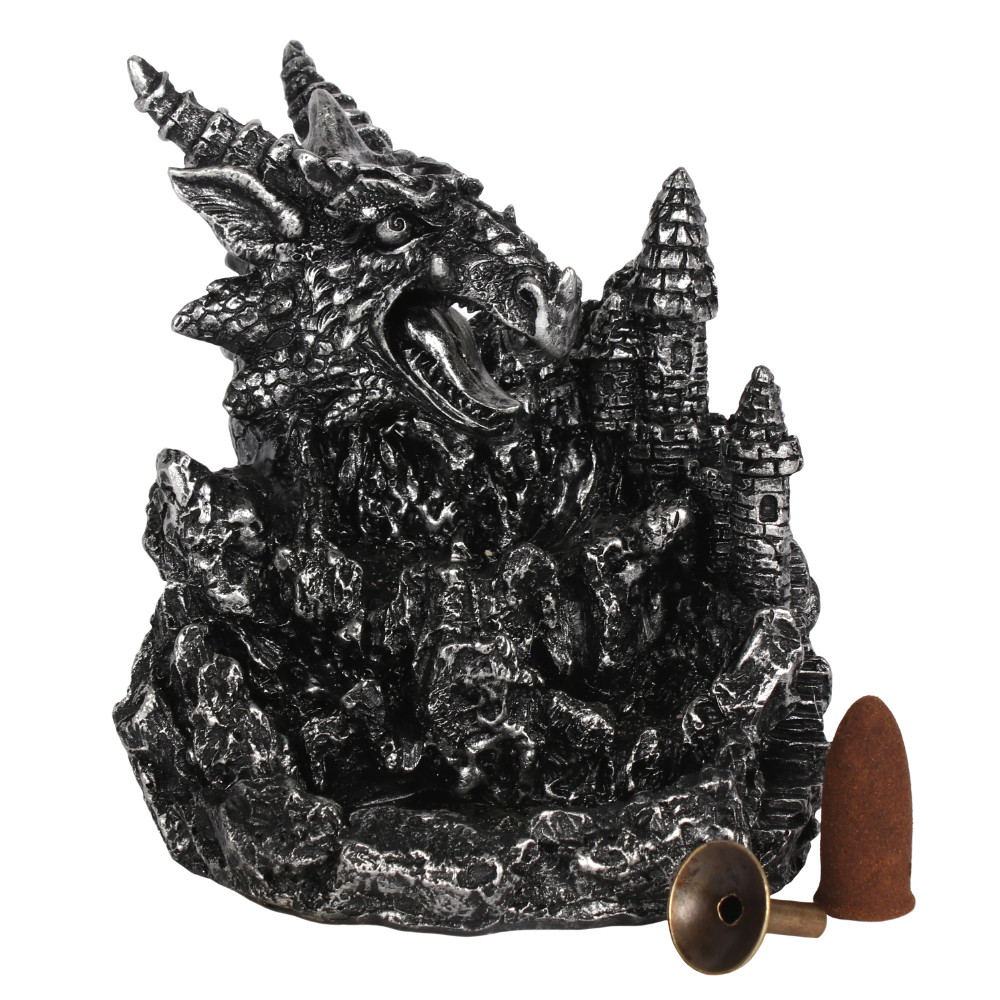 Silver Dragon Backflow Incense Burner With Light3