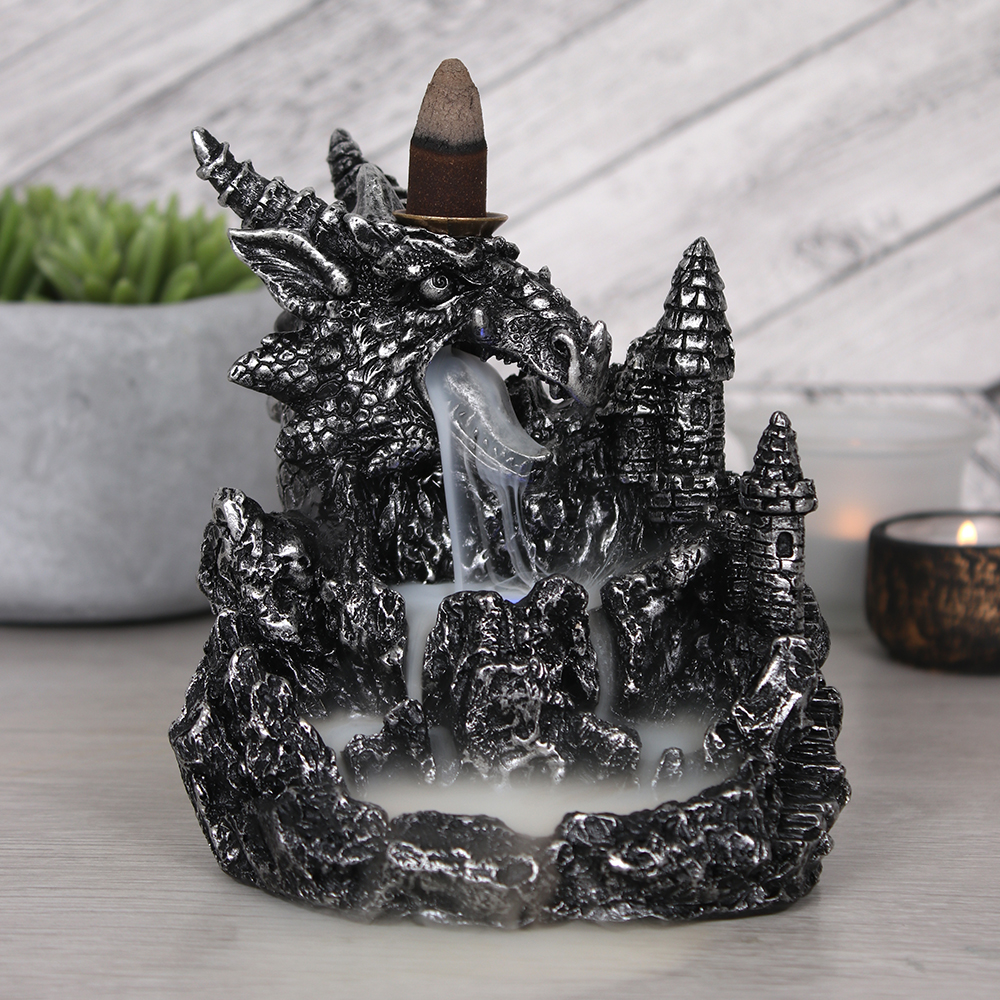 Silver Dragon Backflow Incense Burner With Light5