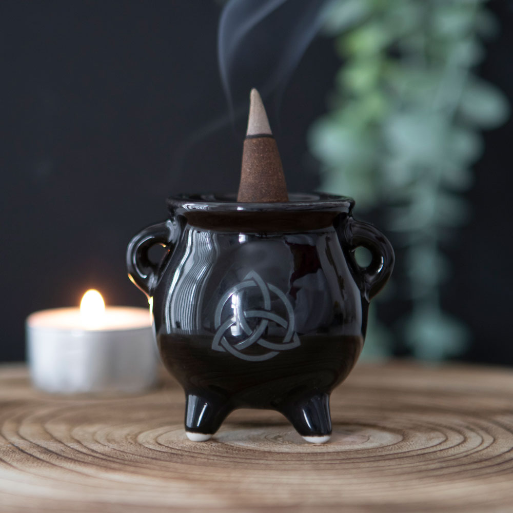 Triquetra Cauldron Ceramic Incense Holder5
