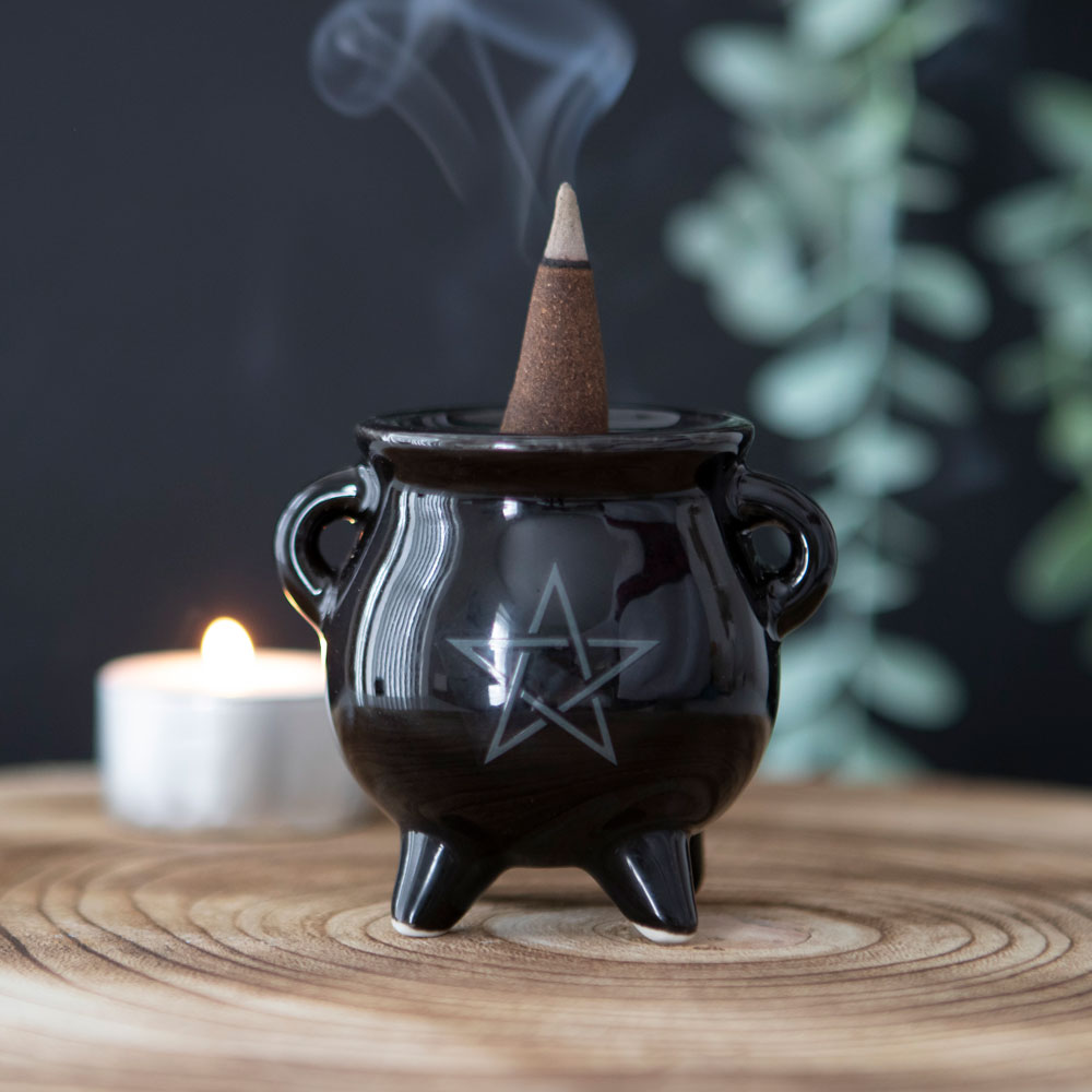 Pentagram Cauldron Ceramic Incense Holder5