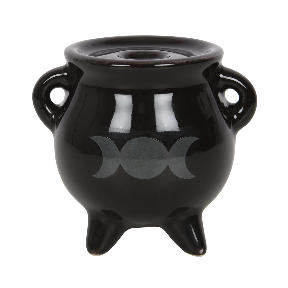 Triple Moon Cauldron Ceramic Incense Holder2