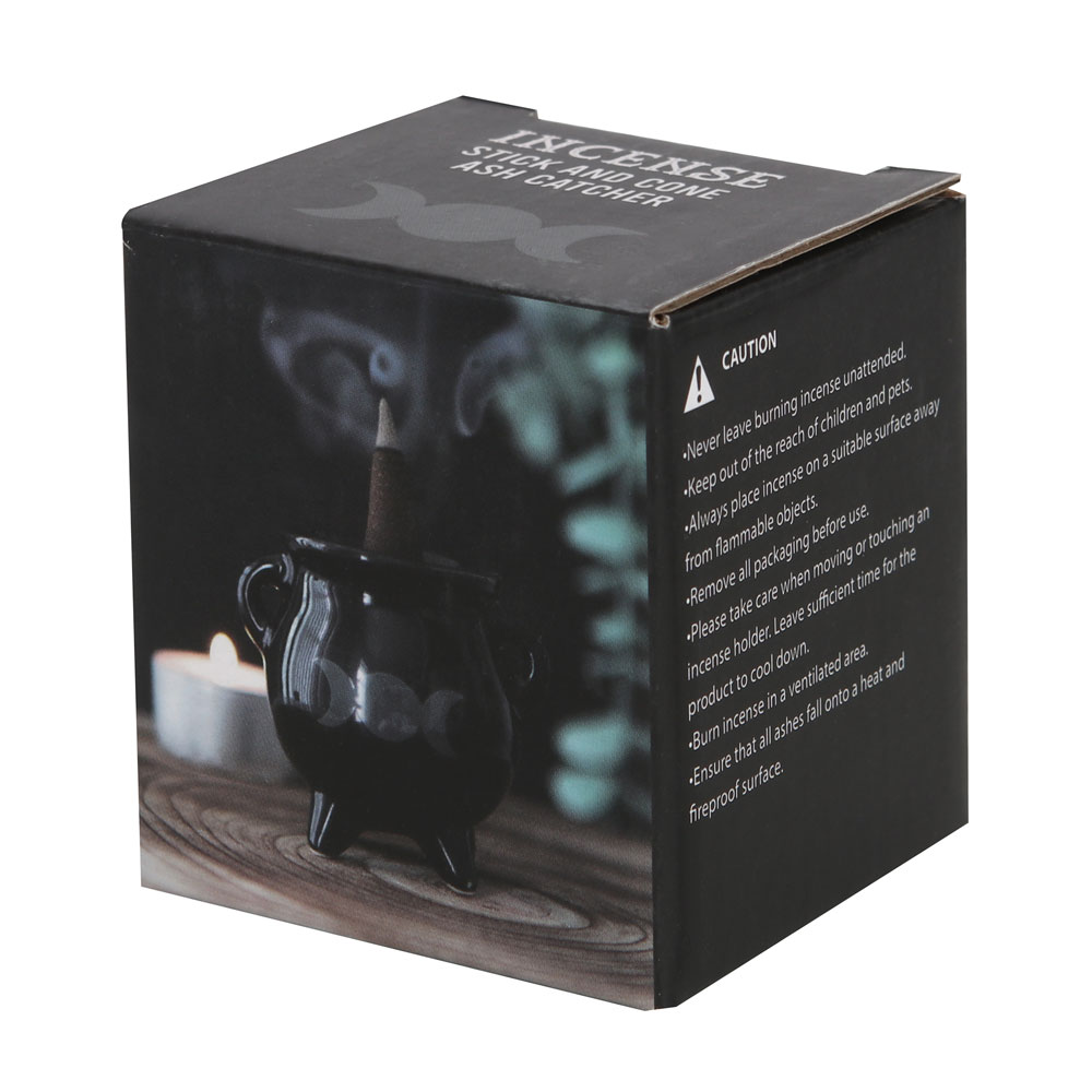Triple Moon Cauldron Ceramic Incense Holder4