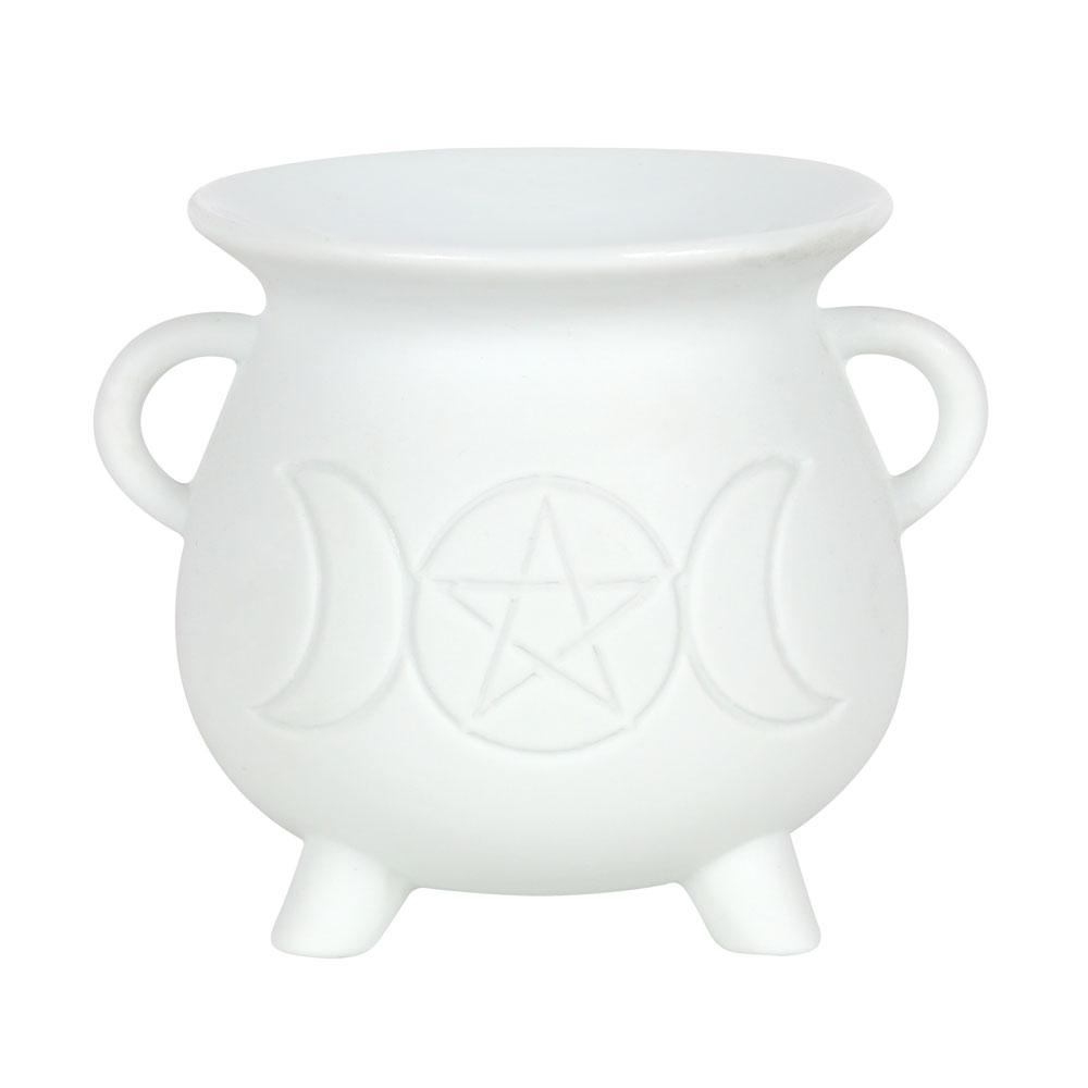White Triple Moon Cauldron Oil Burner1