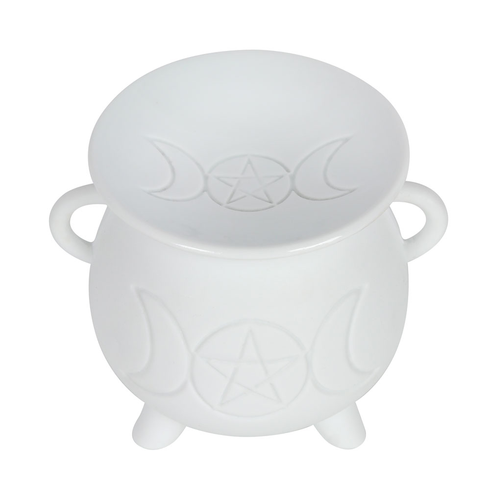 White Triple Moon Cauldron Oil Burner3