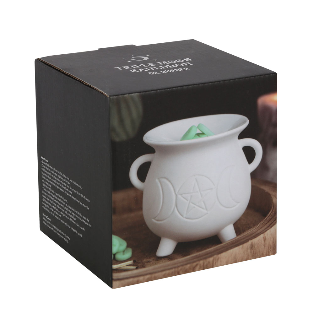 White Triple Moon Cauldron Oil Burner4