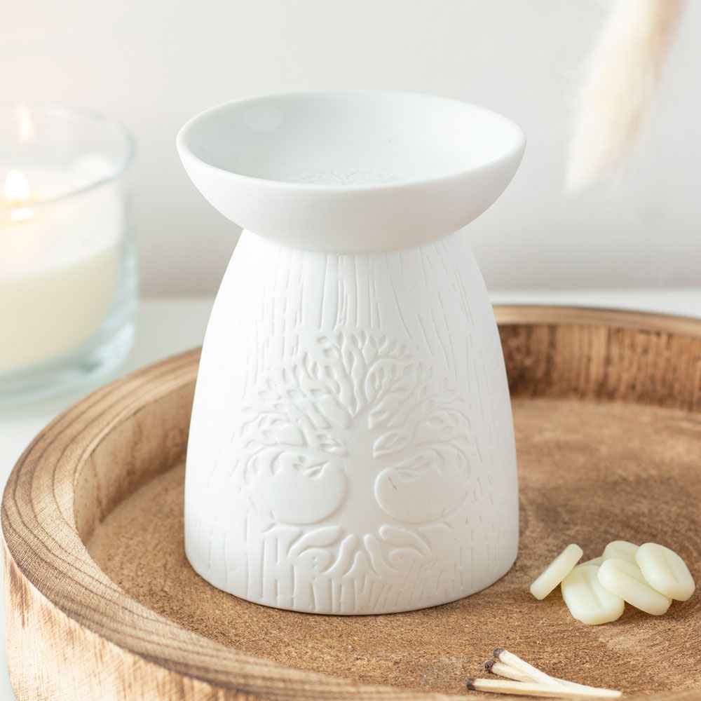 White Ceramic Tree of Life Oil Burner5