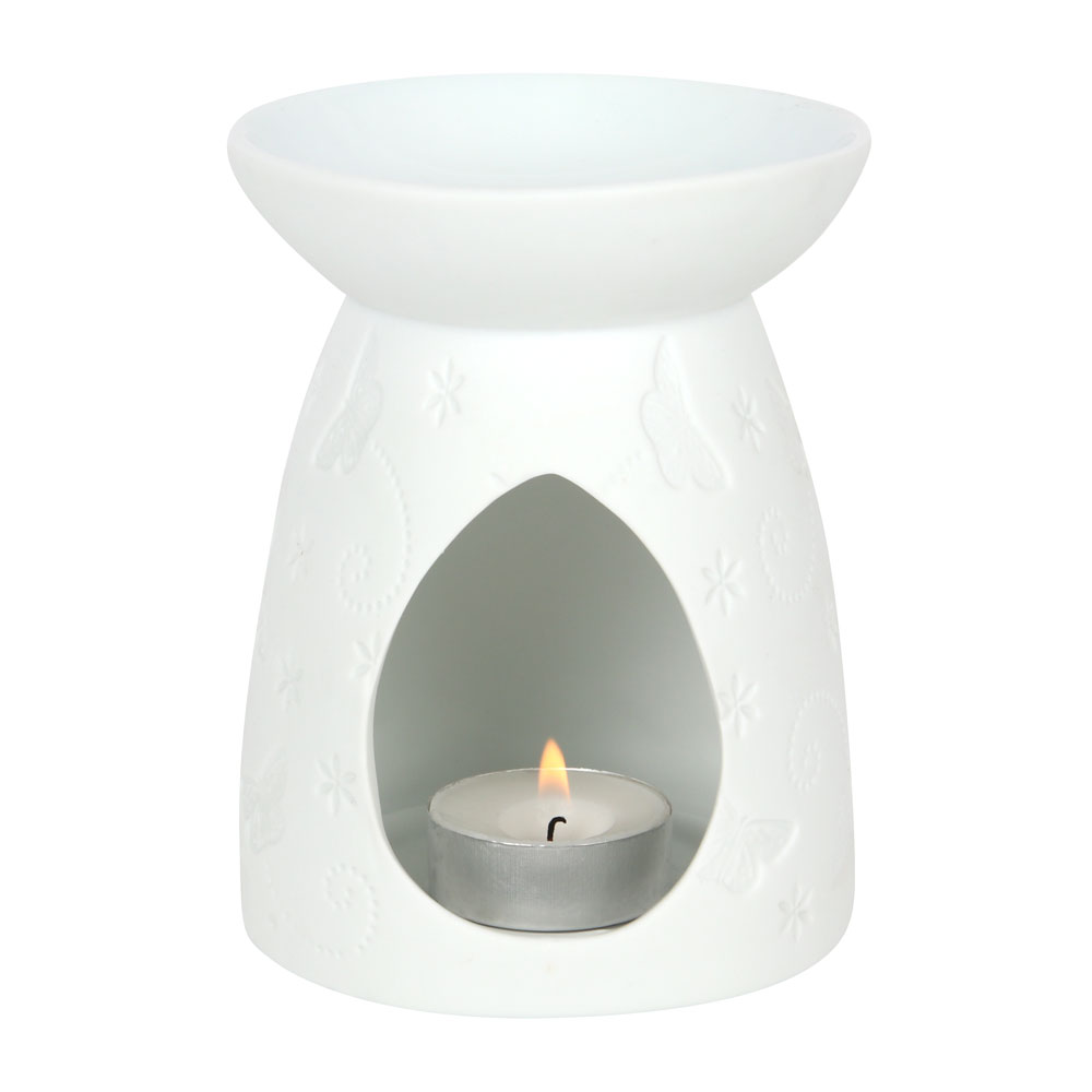 White Ceramic Butterfly Oil Burner2