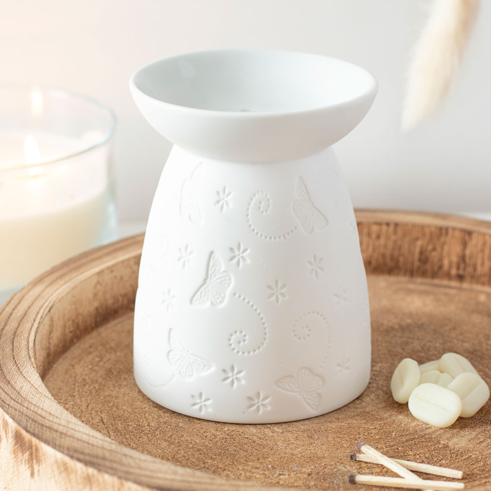 White Ceramic Butterfly Oil Burner5