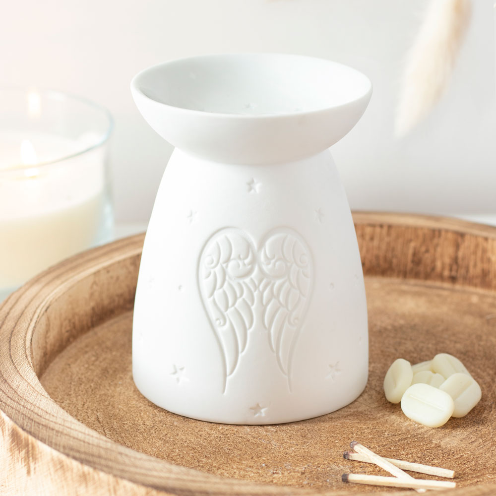White Ceramic Angel Wings Oil Burner5