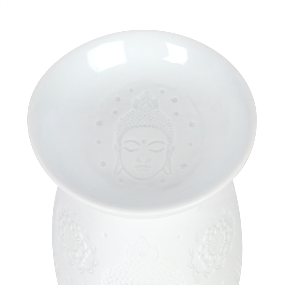 White Ceramic Buddha Face Oil Burner3