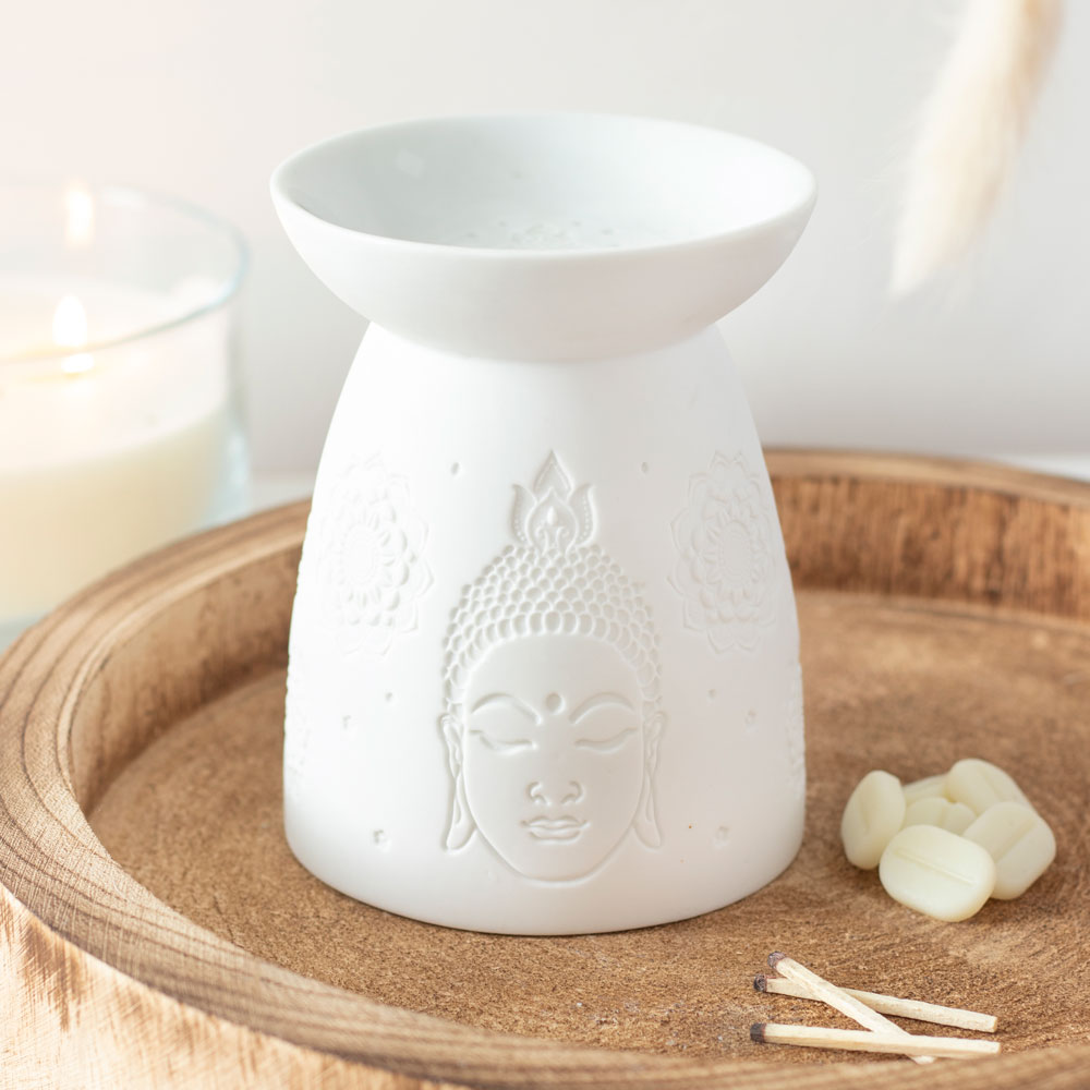 White Ceramic Buddha Face Oil Burner5