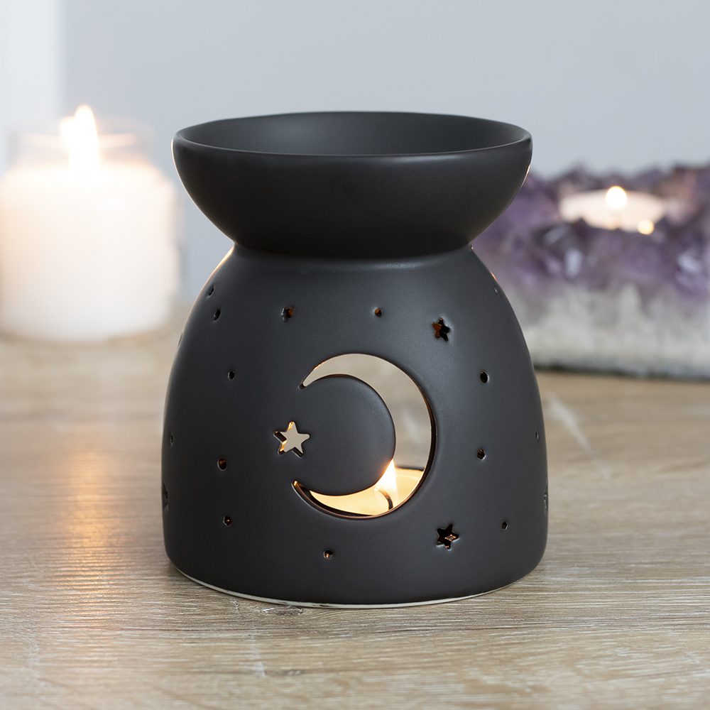 Black Mystical Moon Cut Out Oil Burner2