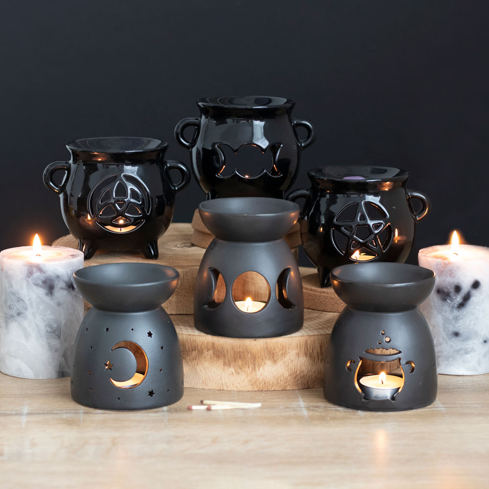 Black Mystical Moon Cut Out Oil Burner3