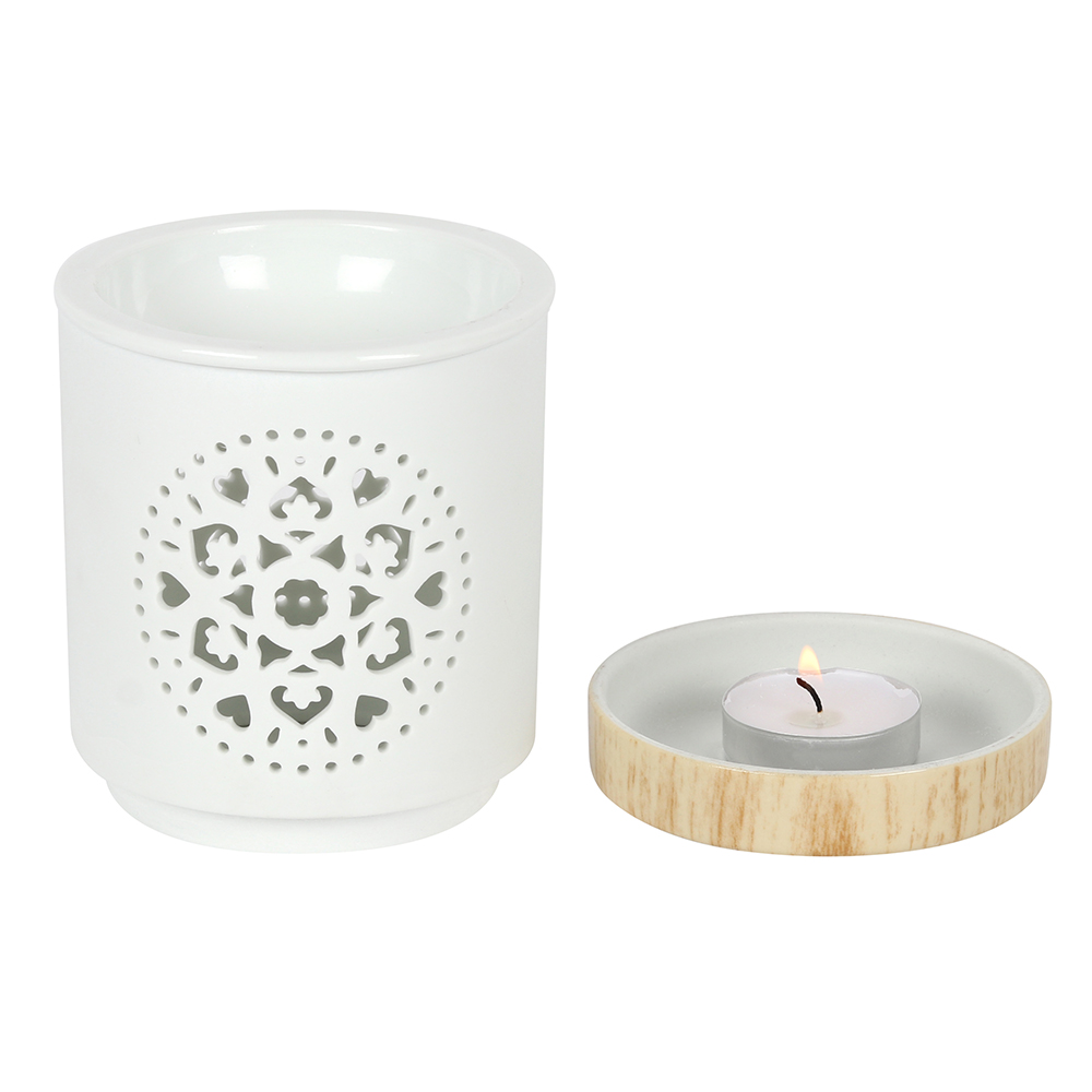White Mandala Cut Out Oil Burner1