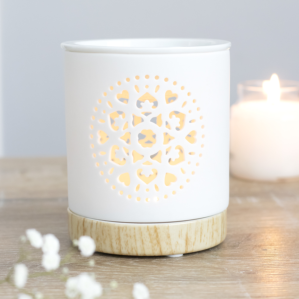 White Mandala Cut Out Oil Burner3