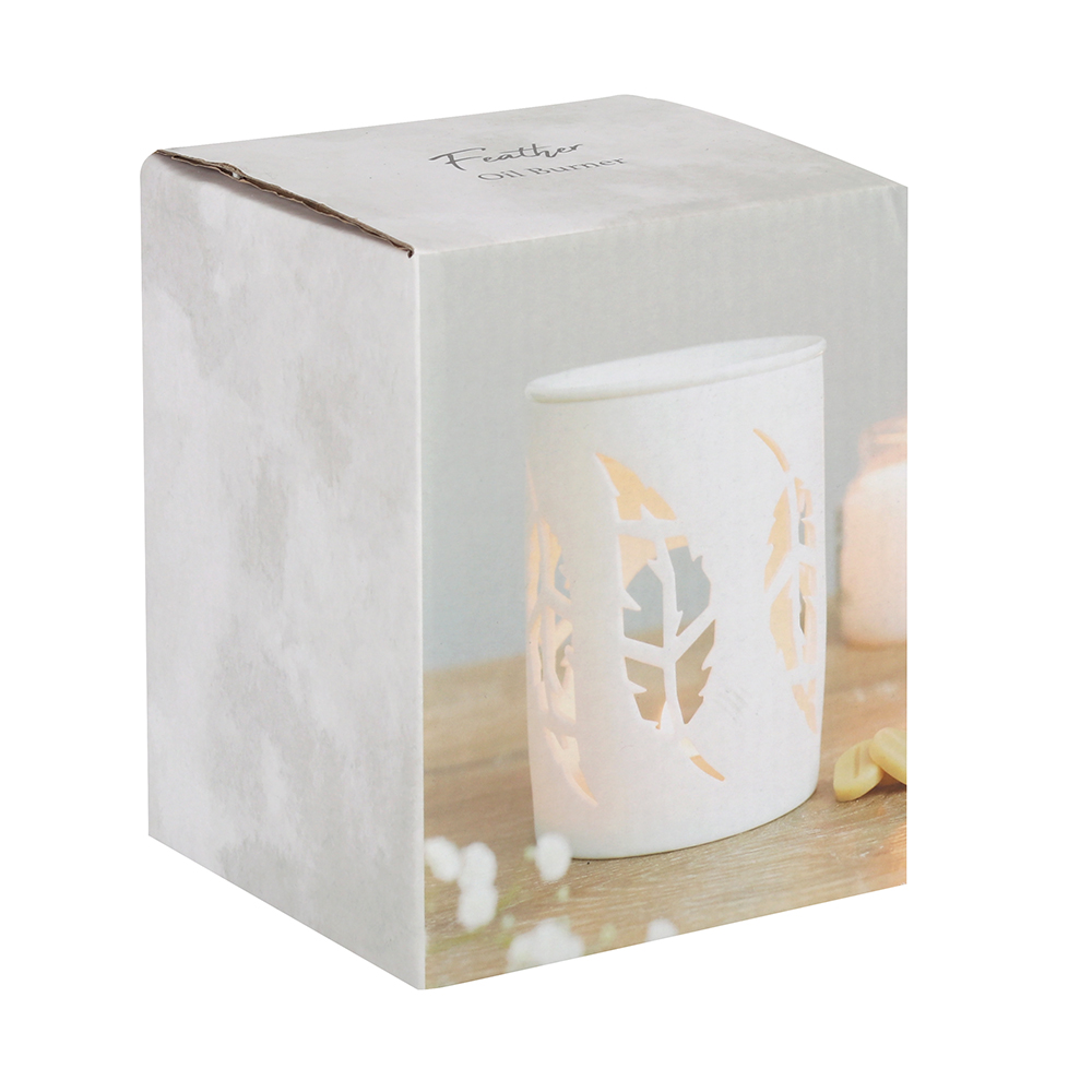 White Feather Cut Out Oil Burner2