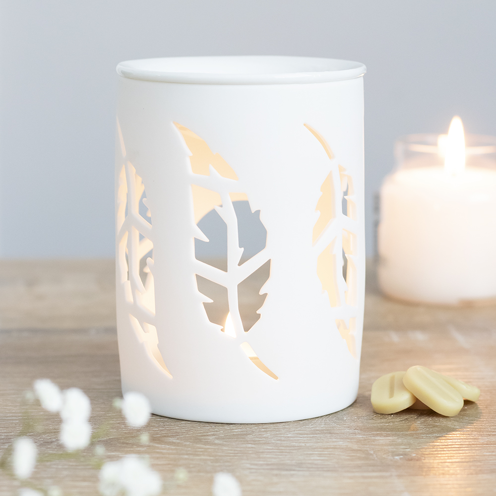 White Feather Cut Out Oil Burner3