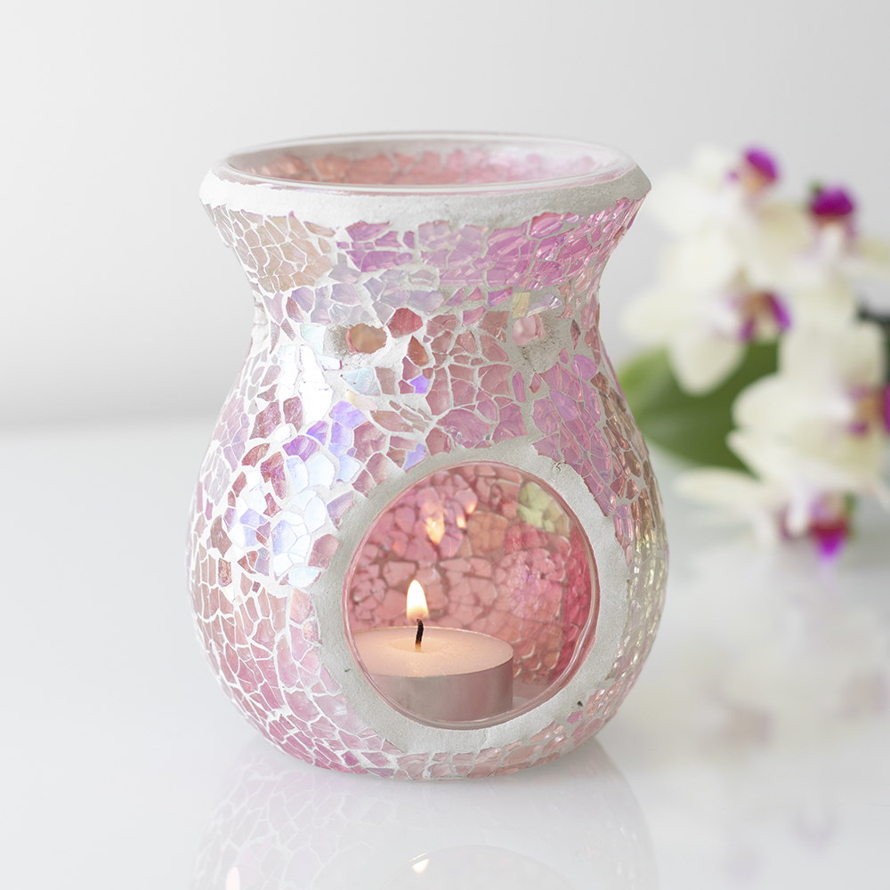 Small Pink Iridescent Crackle Oil Burner3
