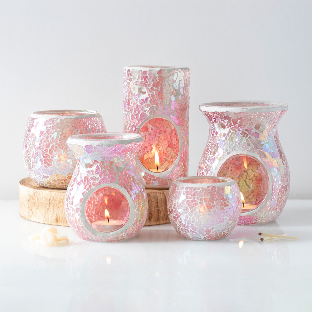 Small Pink Iridescent Crackle Oil Burner4