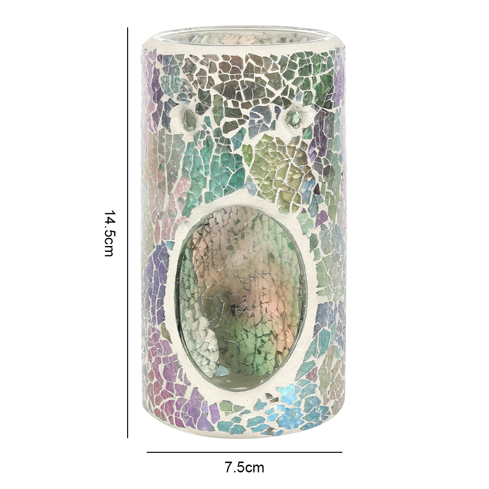 Pillar Light Blue Iridescent Crackle Oil Burner2