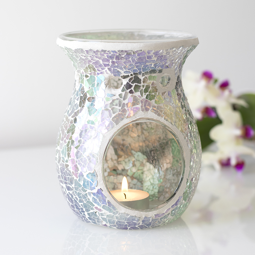 Large Light Blue Iridescent Crackle Oil Burner3