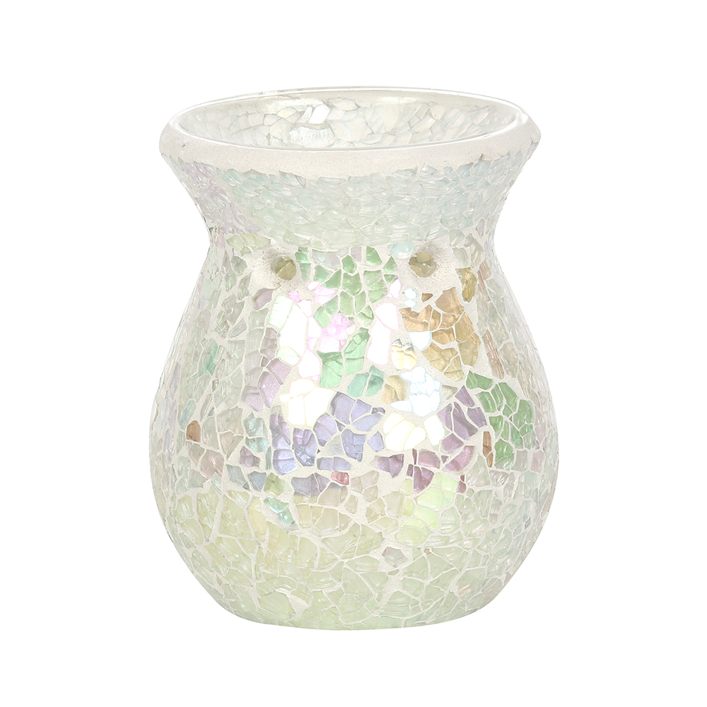 Small White Iridescent Crackle Oil Burner1