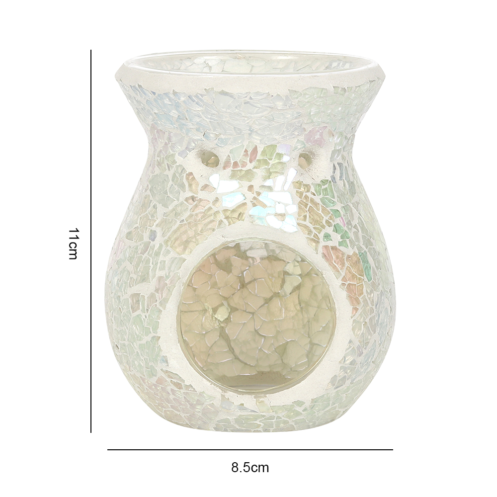 Small White Iridescent Crackle Oil Burner2