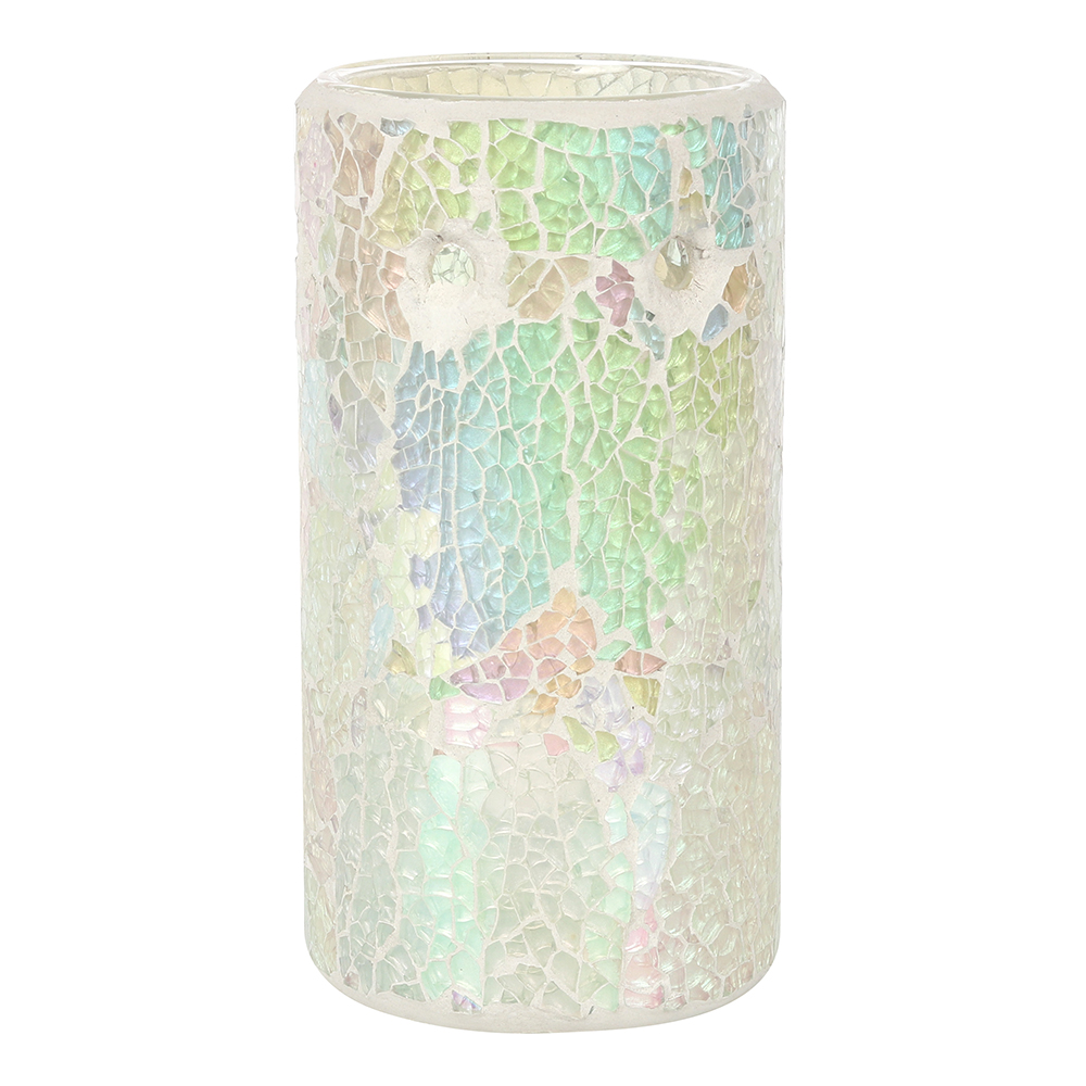 Pillar White Iridescent Crackle Oil Burner1