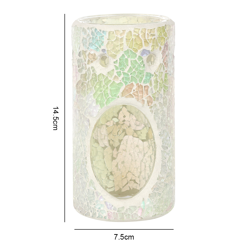 Pillar White Iridescent Crackle Oil Burner2