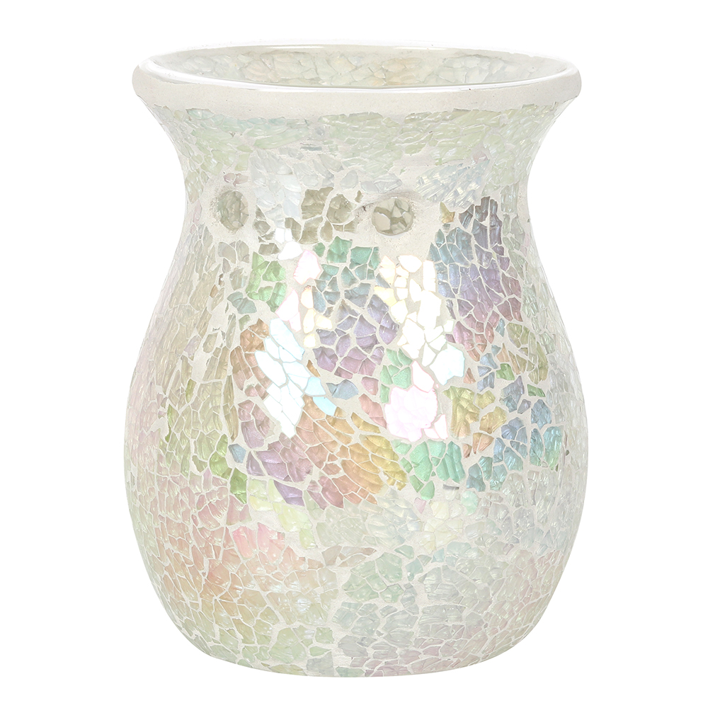 Large White Iridescent Crackle Oil Burner1