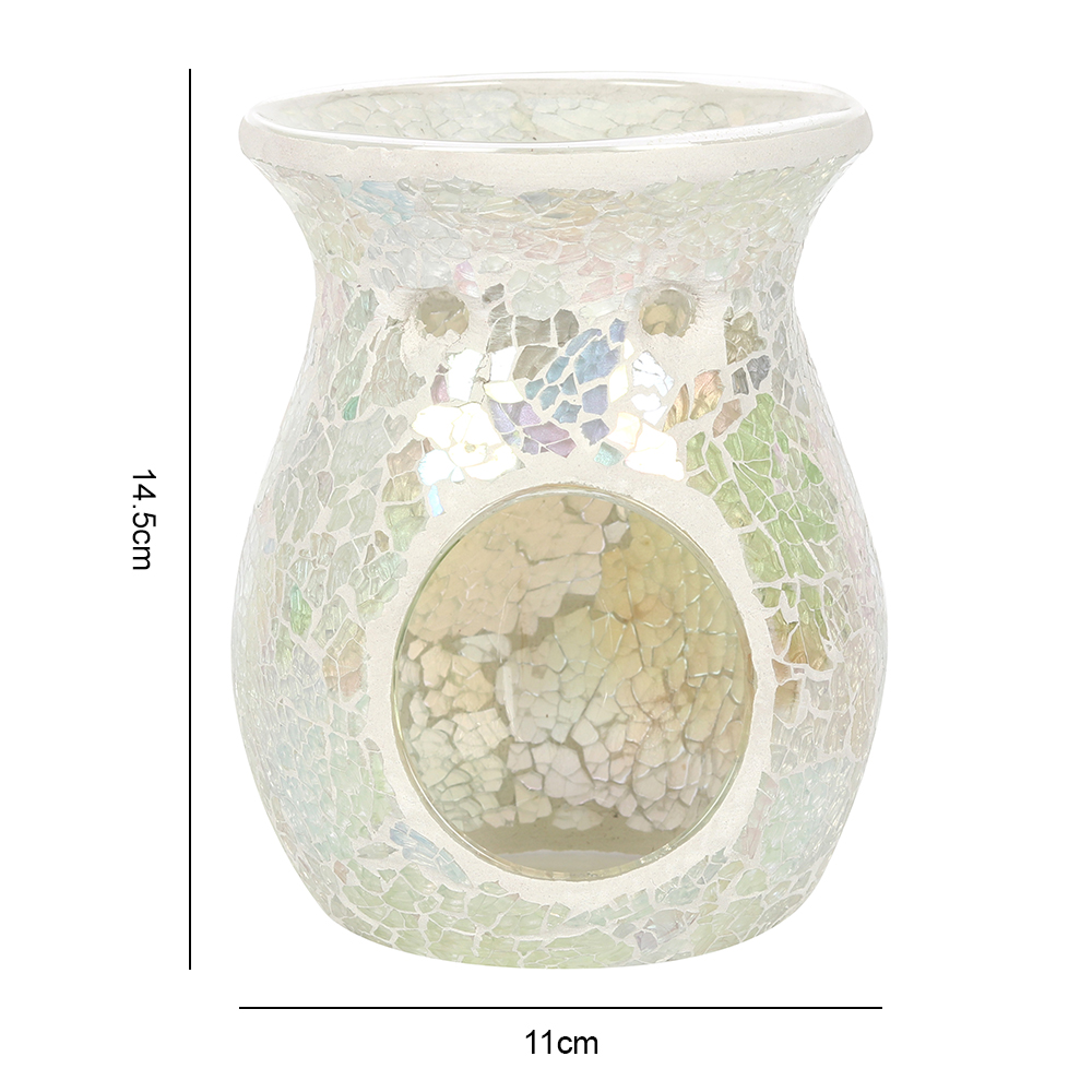 Large White Iridescent Crackle Oil Burner2