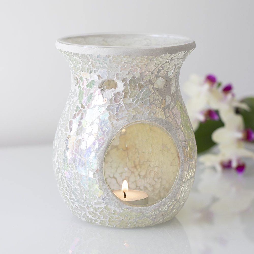 Large White Iridescent Crackle Oil Burner3