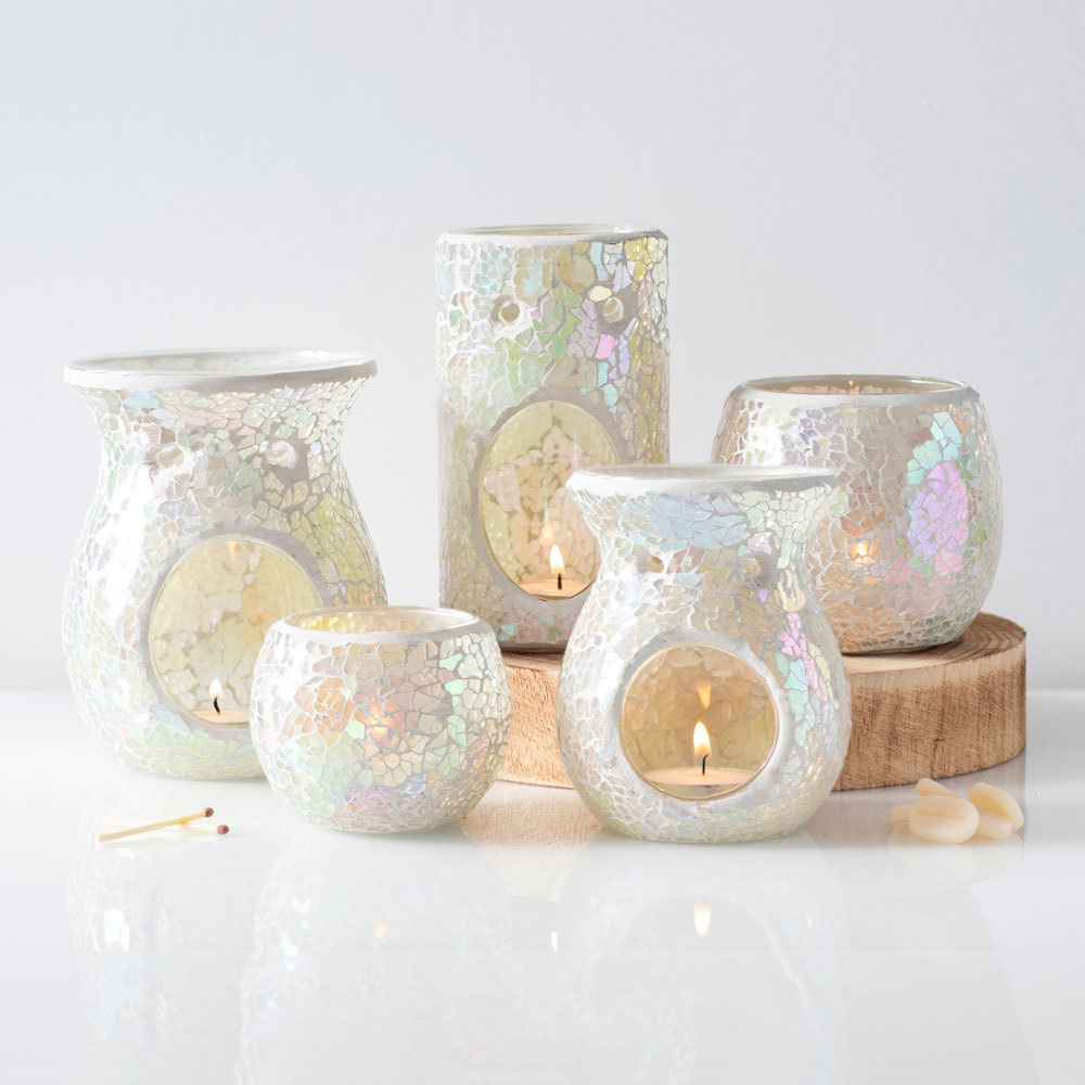 Large White Iridescent Crackle Oil Burner4