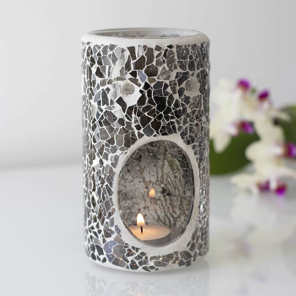 Pillar Gunmetal Grey Crackle Oil Burner3