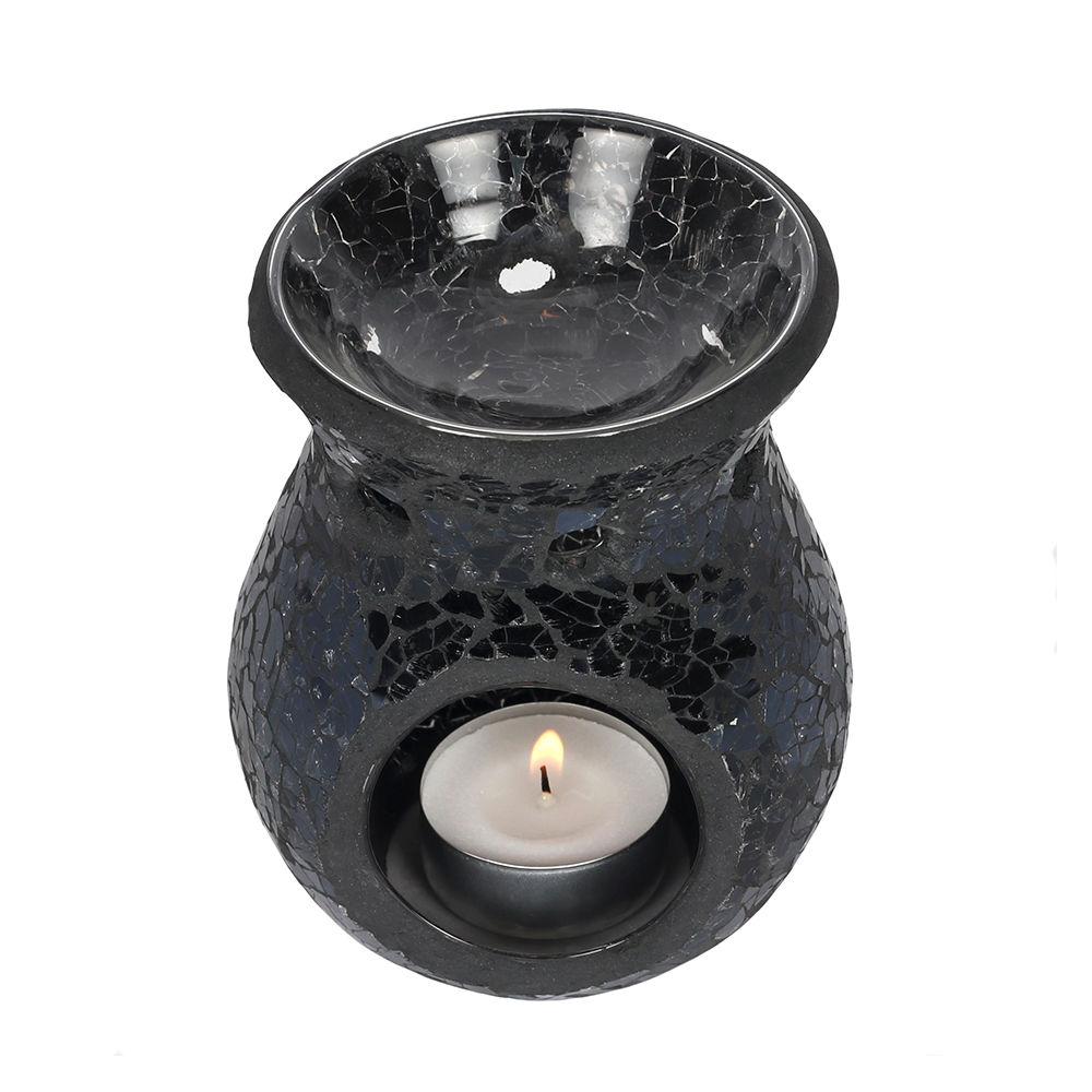 Small Black Crackle Glass Oil Burner1
