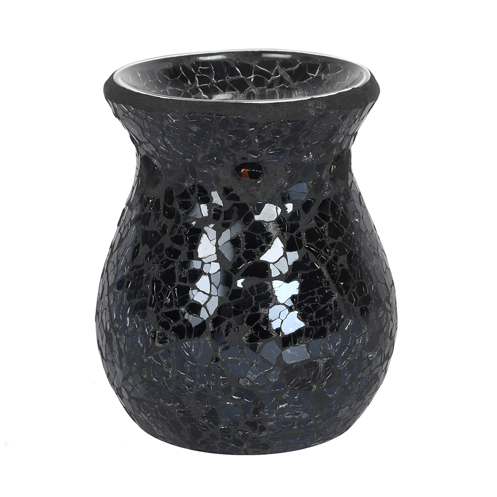 Small Black Crackle Glass Oil Burner2