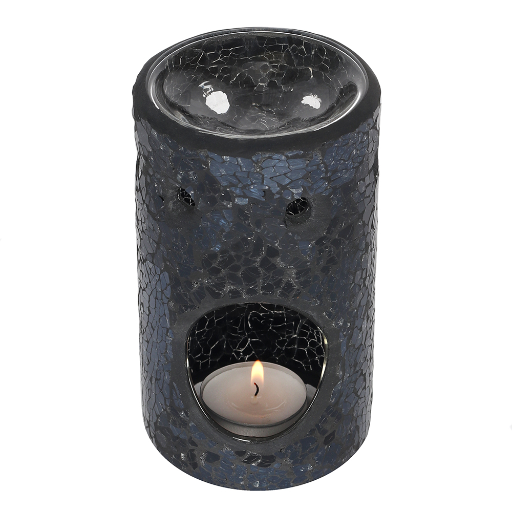 Black Crackle Glass Pillar Oil Burner1