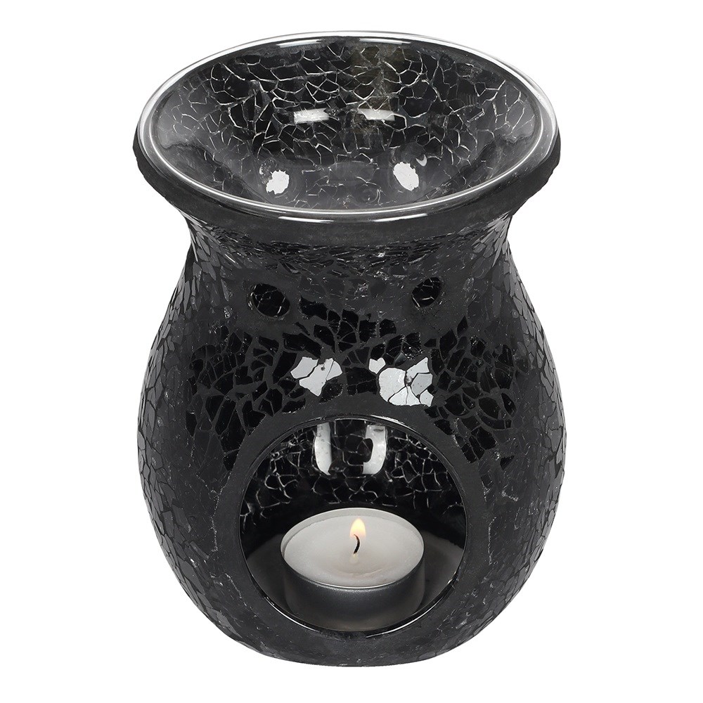 Large Black Crackle Glass Oil Burner1