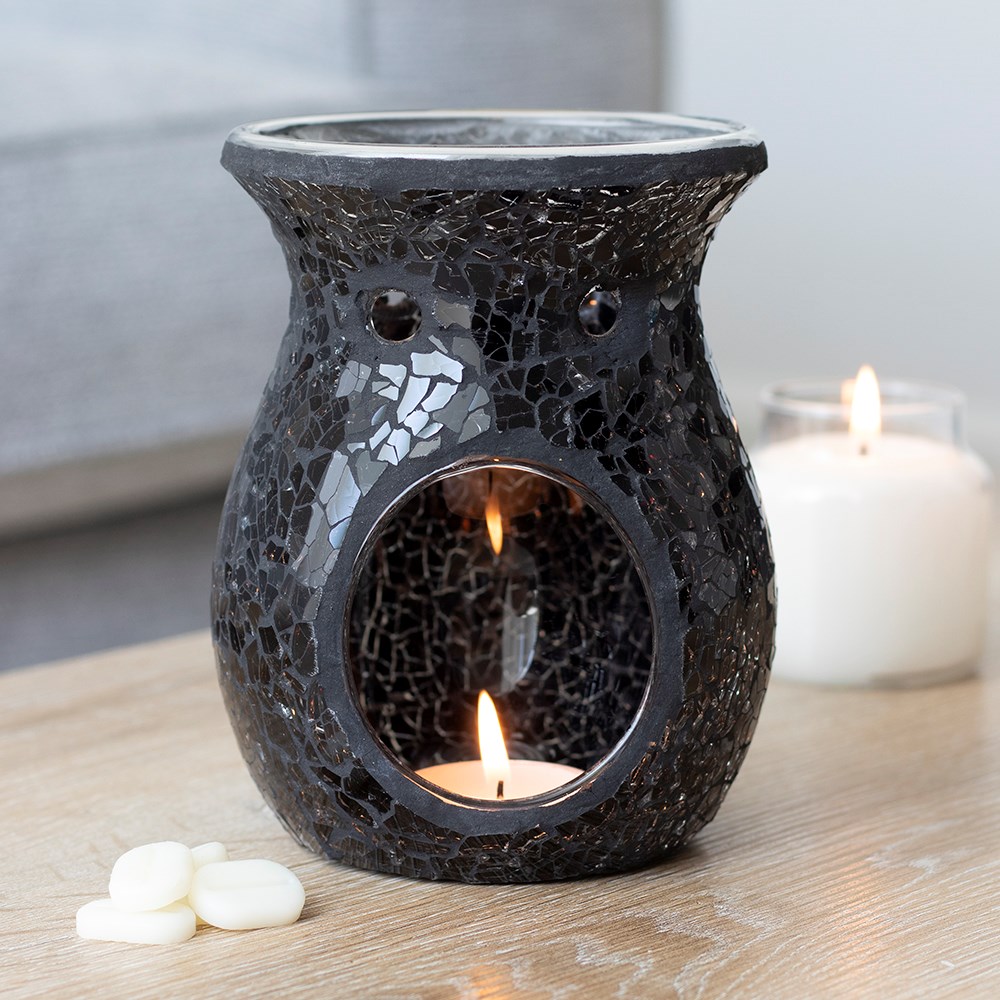 Large Black Crackle Glass Oil Burner3