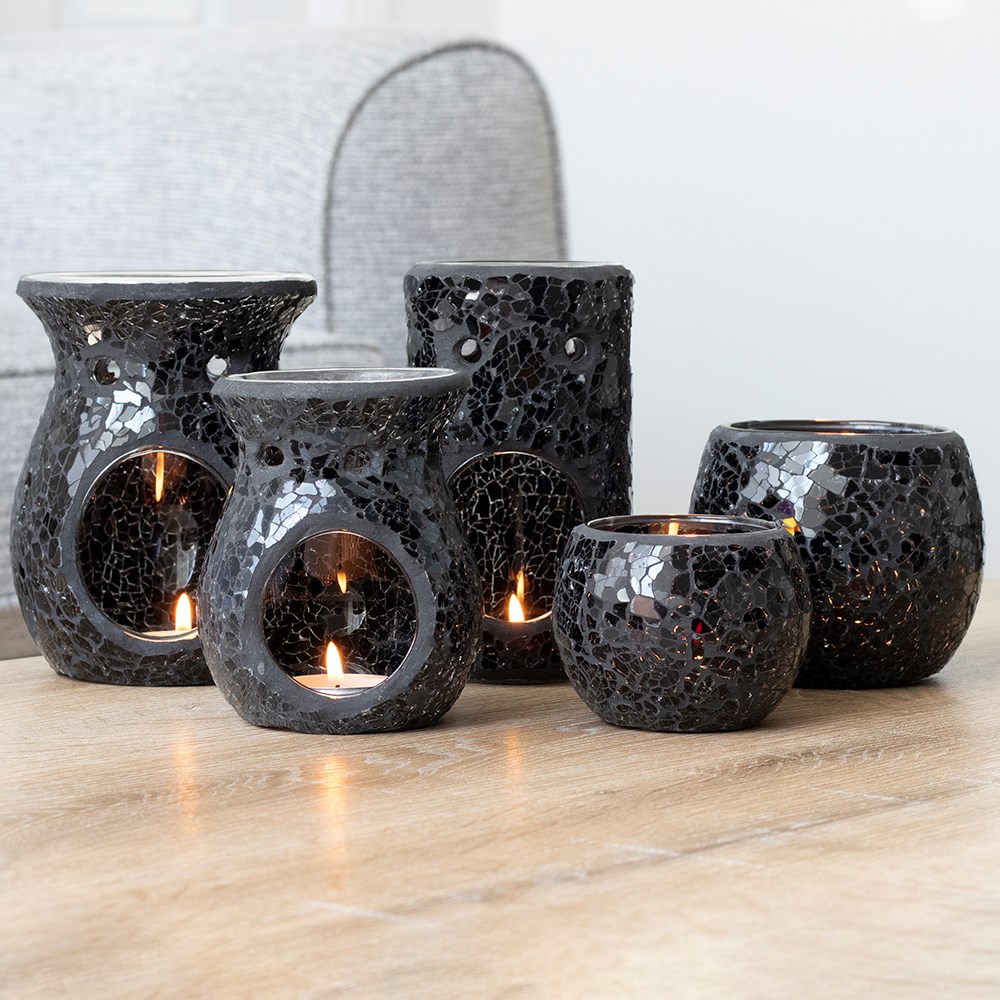 Large Black Crackle Glass Oil Burner4