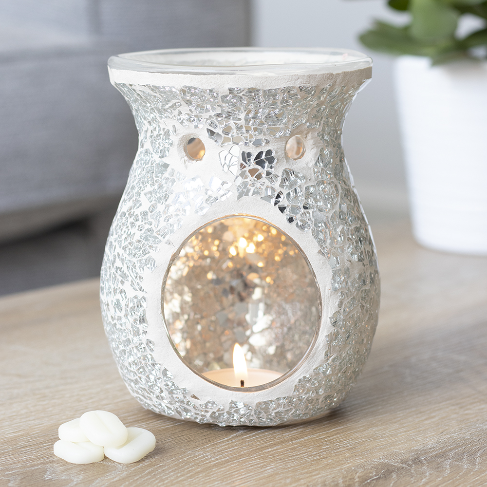 Small Silver Crackle Glass Oil Burner3