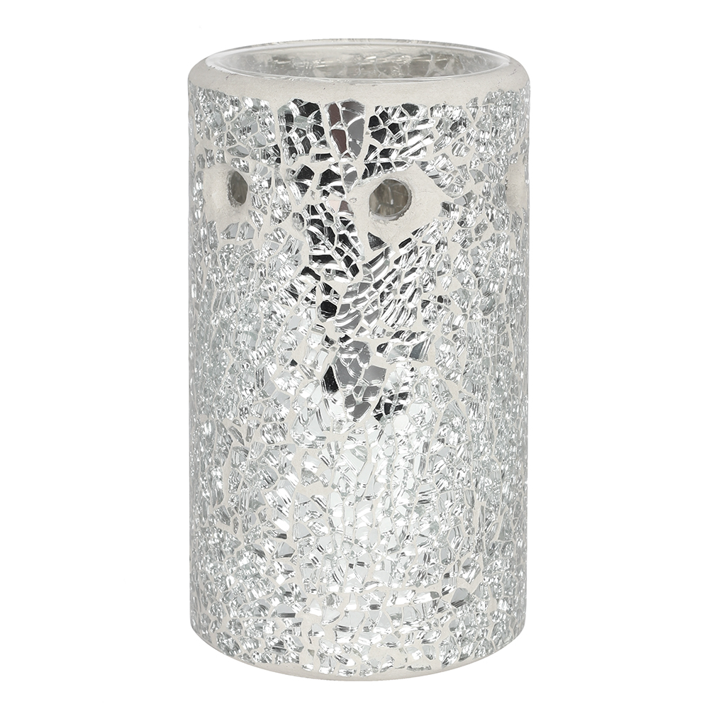 Silver Pillar Crackle Glass Oil Burner2