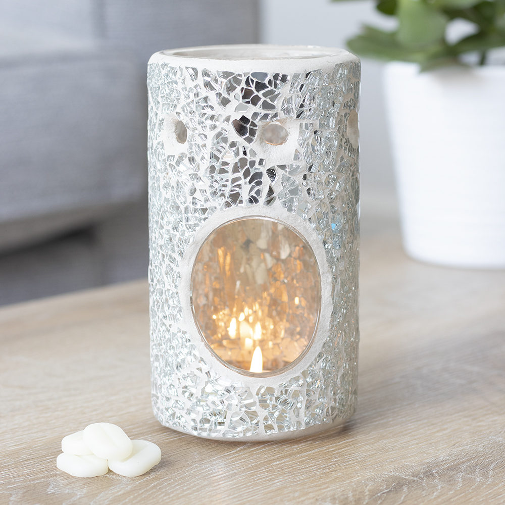 Silver Pillar Crackle Glass Oil Burner3
