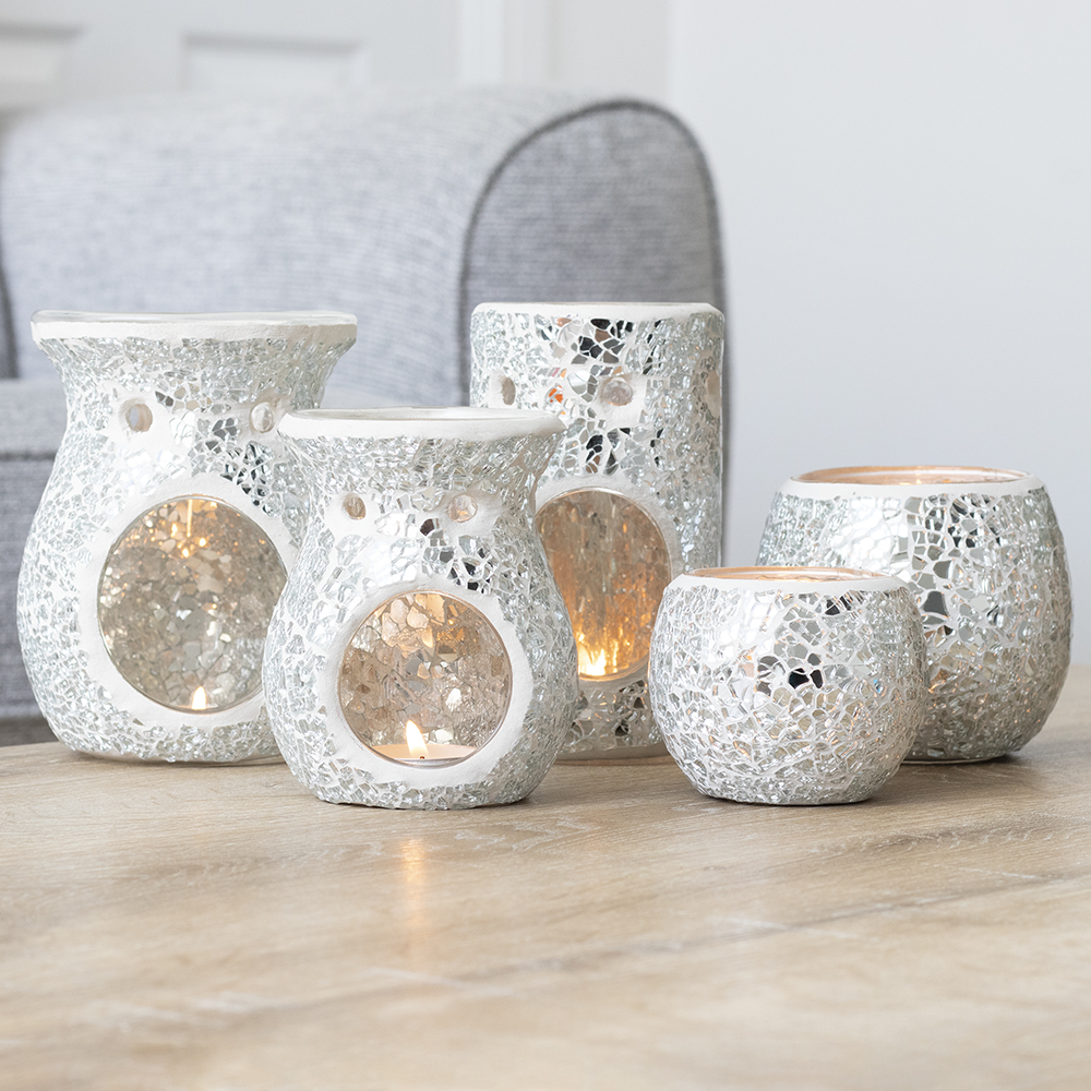Silver Pillar Crackle Glass Oil Burner4