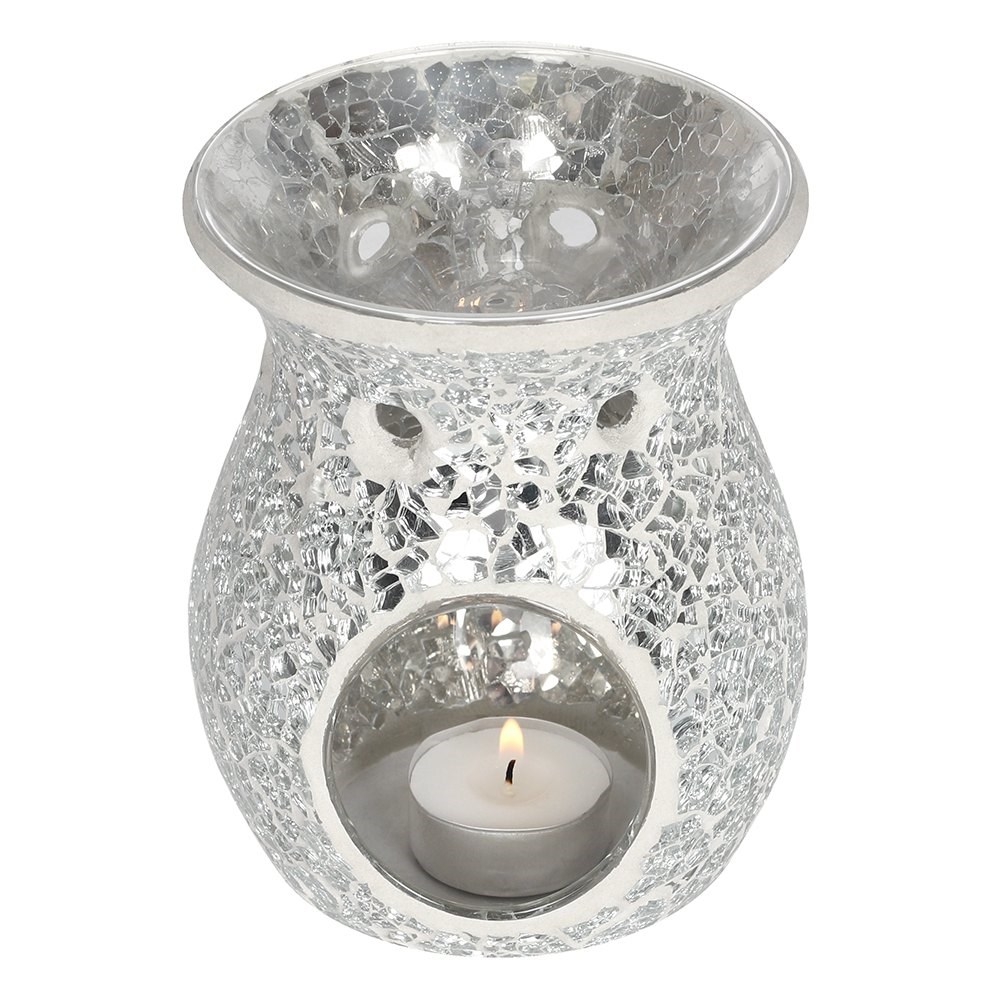 Large Silver Crackle Glass Oil Burner1