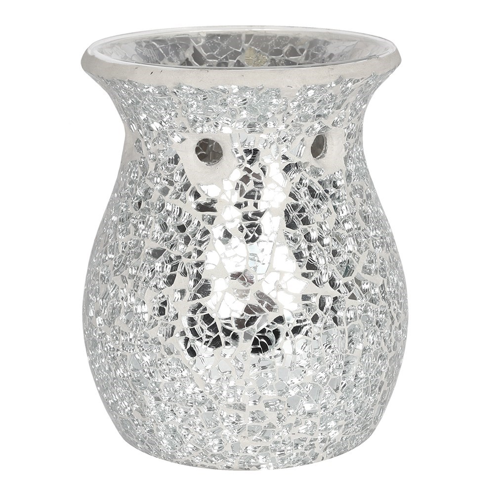 Large Silver Crackle Glass Oil Burner2
