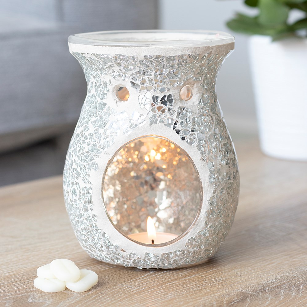 Large Silver Crackle Glass Oil Burner3