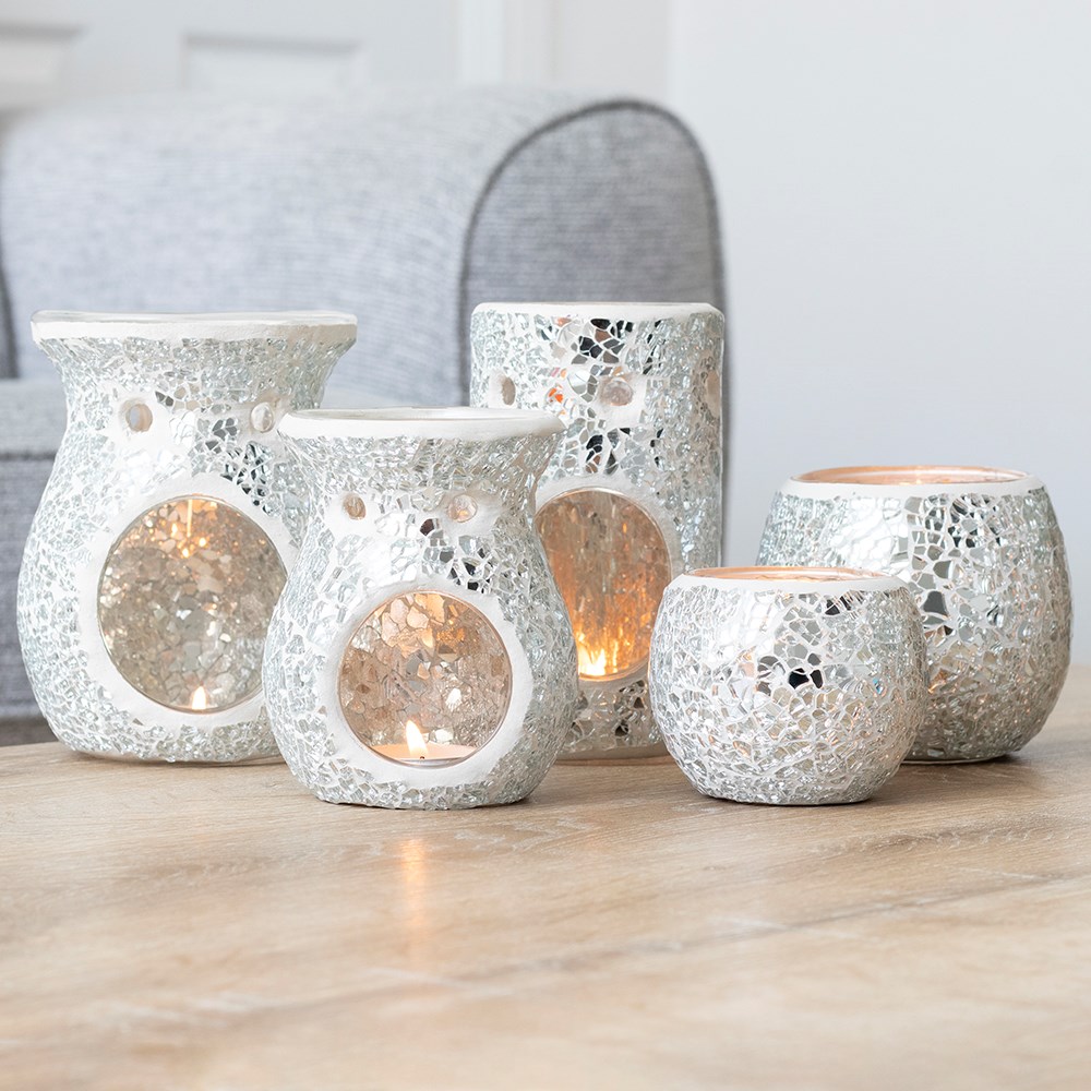 Large Silver Crackle Glass Oil Burner4