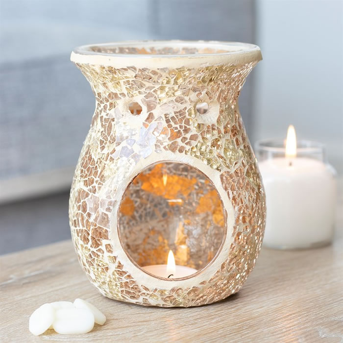 Large Gold Crackle Glass Oil Burner3